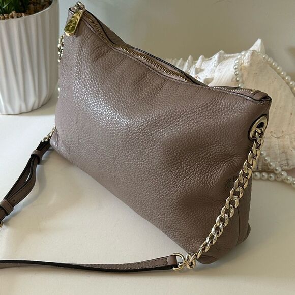 Michael Kors Taupe Pebble Leather Crossbody Chic Everyday Shoulder Bag - Picture 3 of 6